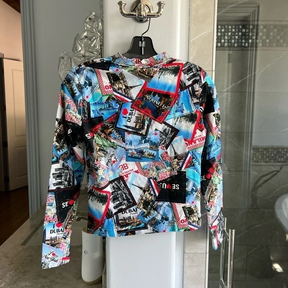 BALENCIAGA Long Sleeve All Over Cities Stretch Top - Picture 9 of 11